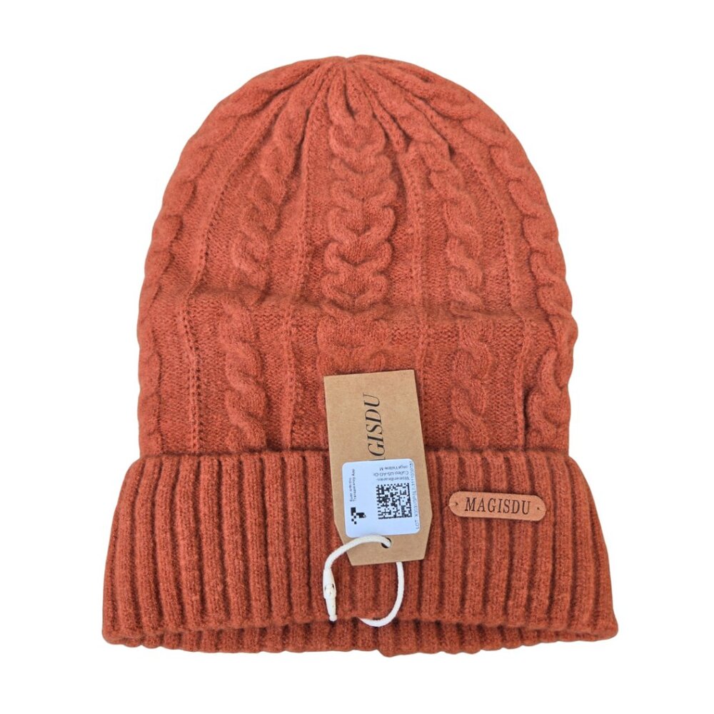 Merino Wool Slouchy Beanie Hat – Rusty Orange , Warm & Stylish Winter Knit